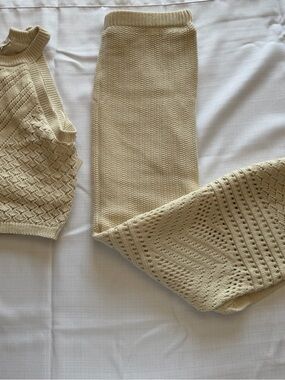 Knit Midi Skirt in Cream